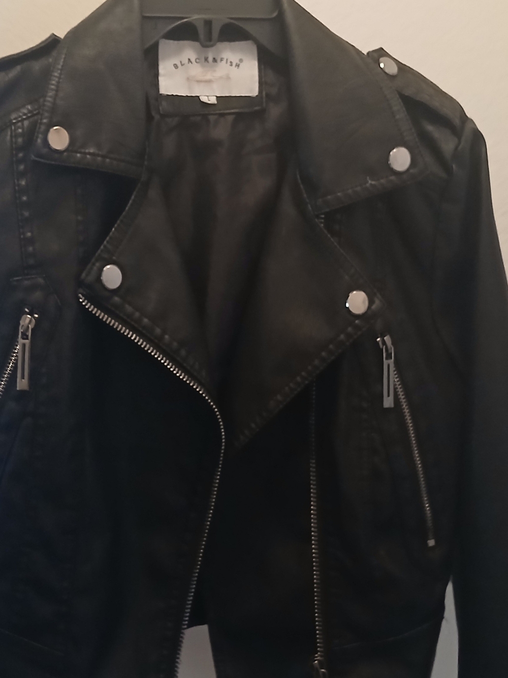 Women's Faux Leather Moto Jacket - Black